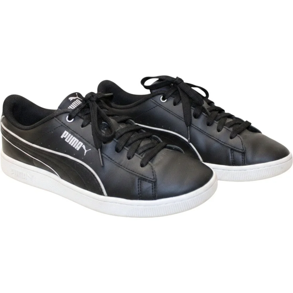 Puma Smash v2 L Sneakers Women 9 Black White Good Leather Low Top